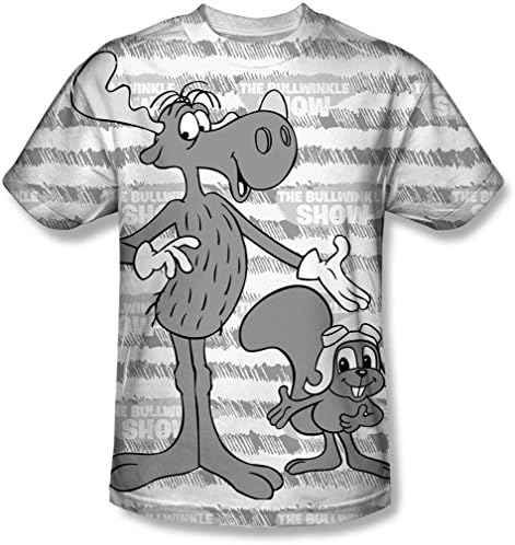 Rocky &amp; Bullwinkle - Mens Main Characters T-Shirt, Size: X-Large, Color: White