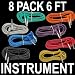 Right Angle Instrument Cables: 6ft Long 8 Color Pack (Red, Blue, Green, Yellow, Orange, Purple, White, Black)