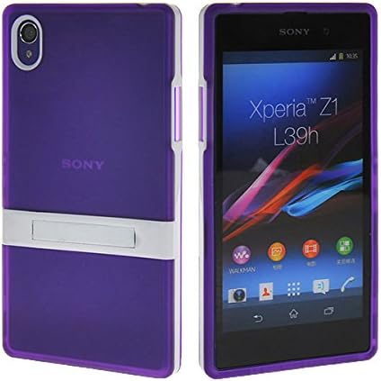 Sony Xperia Z1 Case,COOLKE [Purple] Stand Function Silicone Case Protecting Cover for Sony Xperia Z1 L39h
