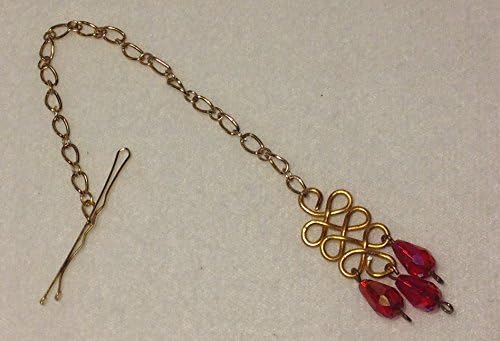 Iridescent Red and Gold Tikka / Teeka Desi Hair and Forehead Jewelry