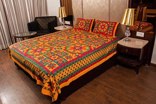 Kismat Collection 100% Pure Cotton Printed Double King Size Bedsheet With 2 Pillow Cover, Style 40