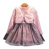 WIN キッズワンピース フォーマル女児 キッズ 服 子供 長袖 女の子 ガールズ ワンピース 韓国スタイル 結婚式 発表会 入園式 入学式 卒園式 卒業式 七五三 パーティー (100cm, ピンク