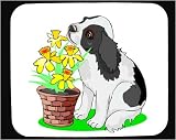 Decorated Mouse Pad with basket, flowers, dog, puppy