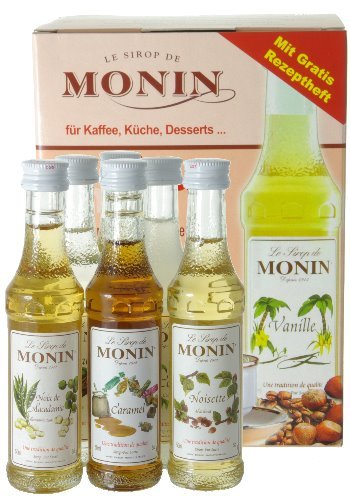 6 Gourmet - Miniflaschen - 5cl - MONIN Sirup für Kaffee u. Tee, Küche, Desserts ...