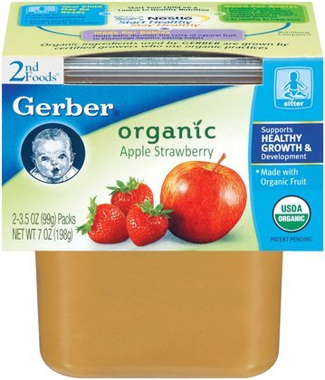 Gerber Tender Harvest Organic 2nd Foods Apple/Strawberry - 2 pk - Case of 8
