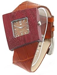Retro Rhombus Sanders Case Quartz Analog Wristwatch Timepiece with Genuine Leather Band for Women - Color Assorted SWWM9-226347