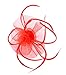 AM CLOTHES Fascinators for Women Flower Feather Headband Hat Fascinator Wedding Headwear 1326RED