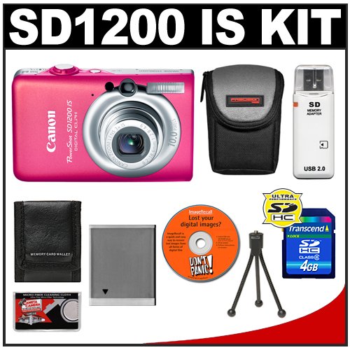 51u2DRE6MIL. SL500  #1. Cheap Canon PowerShot SD1200 IS Digital ELPH Camera (Pink) + 4GB SD Card + Case + NB 6L + Accessory Kit by Canon
