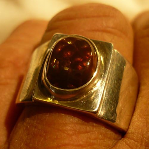 One of a kind size 10.5 Sterling Silver Fire Agate Ring