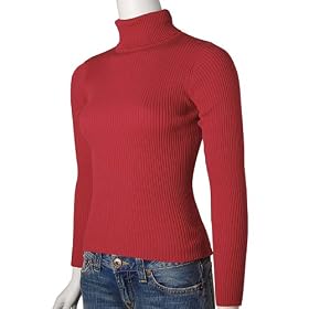Ribbed Long Sleeve Ladies Turtleneck Top Sweater Top