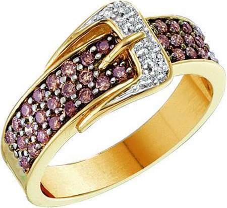 14k Yellow or White Gold 0.50 CT Stylish Diamond Fashion Ring with Fine Chocolate and Clear Precious Stones