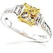 One of a Kind 1-5/8ctw Natural Fancy Yellow Diamond Ring (G-H/VS-SI) in 18kt Gold
