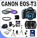 Canon EOS Rebel T3 12.2 MP CMOS Digital SLR with Canon 18-55mm IS II Lens and Canon 55-250IS Lens (Black)+32GB+2 Extra Batteries+AC/DC Charger +UV Filters+3 Piece Filter Kit+Case+Full Size Tripod+Accessory Kit