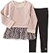 Calvin Klein Girls' Little French Terry/Georgette Tunic with Leggings Set, Coral, 5