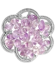 Sterling Silver Amethyst Flower Shape Ring