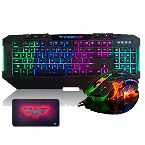 Merdia gaming keyboard mouse mouse pad combo set 7 back…