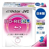 Victor 映像用ブルーレイディスク くり返し録画用 片面2層  50GB 2倍速 保護コート(ハードコート) ワイドホワイトプリンタブル 3枚 日本製 BV-E260JW3 Victor 映像用ブルーレイディスク くり返し映像用 CPRM対応 260分 50GB 2倍速 ホワイトプリンタブル 5枚 日本製