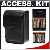 Deluxe Accessory Kit with Soft Leather Case + Charger with 8 AA Rechargeable Batteries for Panasonic Lumix DMC-LZ3, LZ5, LZ6, LZ7, LZ8, LZ10, LS70, LS75, LS80 Digital Cameras