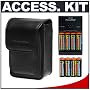 Deluxe Accessory Kit with Soft Leather Case + Charger with 8 AA Rechargeable Batteries for Panasonic Lumix DMC-LZ3, LZ5, LZ6, LZ7, LZ8, LZ10, LS70, LS75, LS80 Digital Cameras