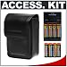 Deluxe Accessory Kit with Soft Leather Case + Charger with 8 AA Rechargeable Batteries for Panasonic Lumix DMC-LZ3, LZ5, LZ6, LZ7, LZ8, LZ10, LS70, LS75, LS80 Digital Cameras