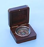 Hinged Captain's Rosewood Desk Compass