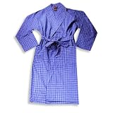 Hanes Classics - Mens Plaid Robe, Royal Blue, Light Blue