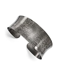 Leslies Sterling Silver Ruthenium-plated Scratch Finish Cuff Bangle