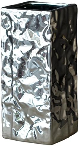 Tannex Ceramic Silver Box Vase, 11-Inch