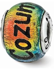 Sterling Silver Reflections Cozumel Orange Dichroic Glass Bead QRS3109