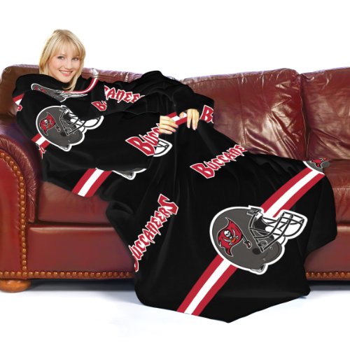 NFL Tampa Bay Buccaneers Adult Comfy Throw, Officially Licensed Blanket with Sleeves 