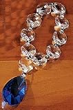 Set of 4 Crystal Napkin Rings with Blue Crystal Pendant