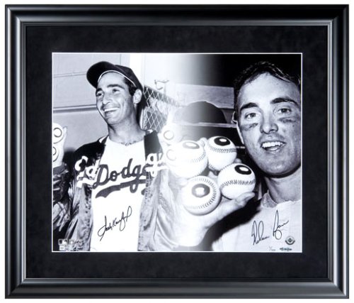 Los Angeles Dodgers/California Angeles Sandy Koufax/Nolan Ryan Autographed No Hit Baseballs 16x20 Photo - Framed (UDA)