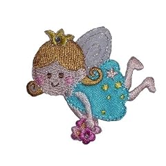 PRINZESSIN 5,2 cm * 5,4 cm AUFN�HER B�GELBILD APPLIKATION Zauberfee blau hellblau Zauberin Krone FEE SCHMETTERLING M�DCHEN Elfe BLUMENFEE PATCH