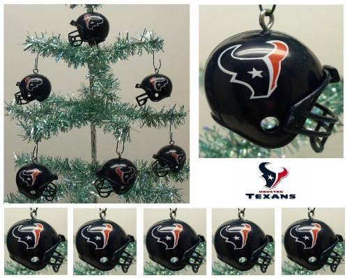 NFL Football Texans Set of 6 Holiday Christmas Tree Ornaments Featuring Texans Team Helmet Ornaments Ranging from 1.5" to 2" Tall