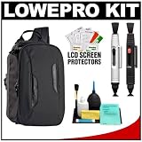 Lowepro Classified Sling 180 AW Digital SLR Camera Backpack Case (Black) with LCD Protectors + Cleaning Accessory Kit for Canon Rebel XSi, XS, T1i, T2i, EOS 50D, 5D, 7D, Nikon D3000, D3100, D5000, D40, D60, D90, D300, D300s, Olympus Evolt E-30, E-450, E-520, E-600, E-620, and Sony Alpha A230, A330, A380, A450, A500, A550, A850 Cameras