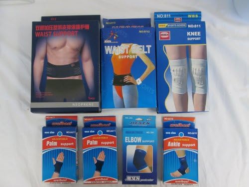 WBS MENS Waist Support, Knee Support, 2 Palm Supports, Ankle Support & Jiesen Womens Waist Belt Support, Elbow Support