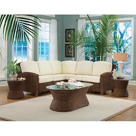 Cabana Banana L-Shape Sectional Sofa Living Room Set in Cocoa by Home Styles
