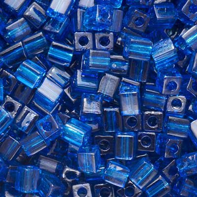 Miyuki 4mm Glass Cube Beads Transparent Cobalt Blue #149 (10 Grams)