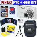 Pentax Optio P70 12MP Digital Camera (White) + 4GB Accessory Kit