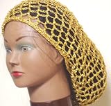 Hand Crocheted Gold Metallic Gimp Large Snood for Women