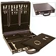 Black Leather Jewelry Attache Briefcase Travel Locking Display