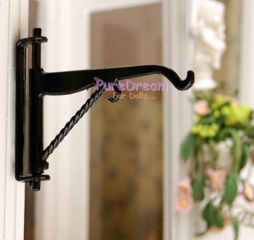 Dollhouse Miniature Metal Plant Bracket with Double Hooks for Hanging Plants 1:12 scale