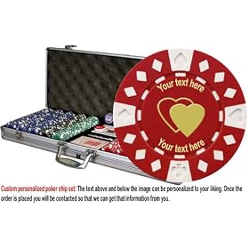 Custom Poker chip Set: Wedding (#1) image & your custom text printed on the chips. 500 11.5 gram chip w/case & more.