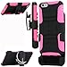iPhone 6S Plus Case, ULAK Slim Dual Layer Rugged Hybrid Protective Cover with Kickstand and Swivel Belt Clip Combo Holster for Apple iPhone 6S Plus & iPhone 6 Plus 5.5 inch (Black/Hot Pink)