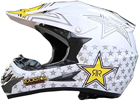 Adult Off Road Helmet ATV Motocross Helmet (White Star, L)