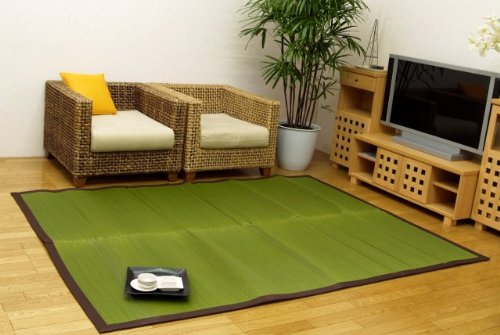 国産い草ラグカーペット 『F無地カラー』（裏：ウレタン使用) サイズ：191×250cm カラー：グリーン(#8422660*) 