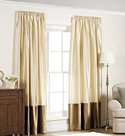 Tafetta Velvet Trim Pencil Pleat Curtains