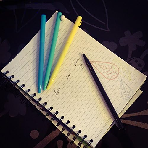 CatRat's Funny Bunch - Cute Black Gel Ink Pen Set of 4 (Yellow & Blue& Black & Light Blue)
