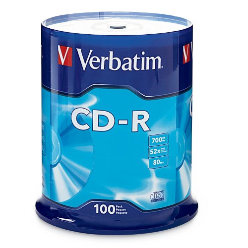 Verbatim 94554 700 MB 52x 80 Minute CD-R, 100 Disc Spindle with Reinforced Packaging to Minimize Breakage
