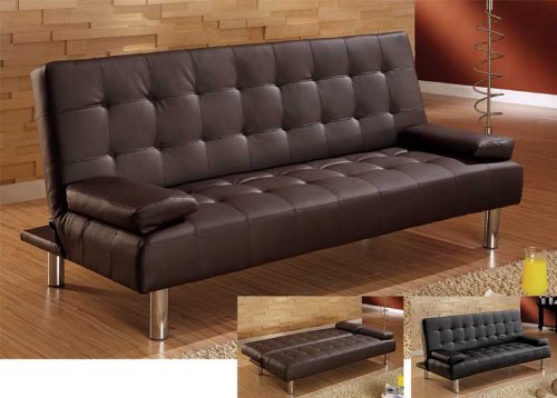 ONE NEW LEATHERETTE ADJUSTABLE FUTON SOFA BED, #BM-JF232